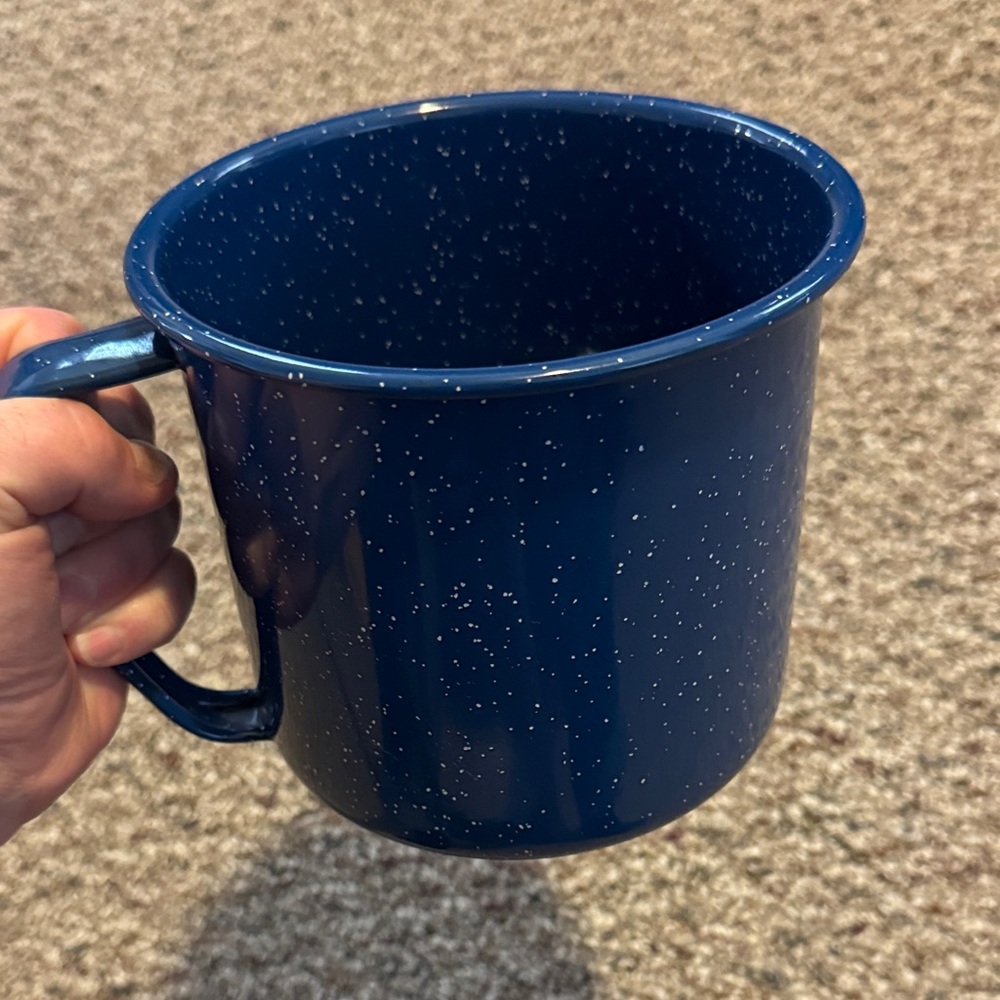 90 oz Speckled Blue Enamel Mug vintage
